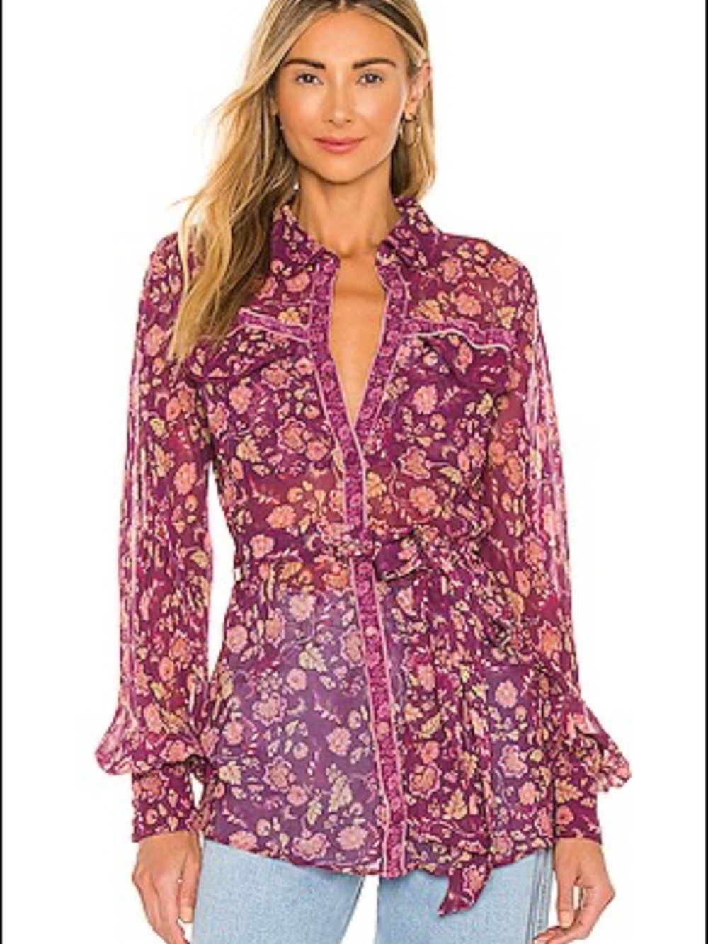 NWT REVOLVE Tularosa Floral Button Down Long Sleeve Blouse - size M